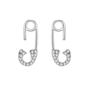 Classic Punk Pave CZ Paperclip Stud Earrings - Perimade & Co.