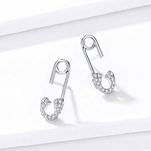 Classic Punk Pave CZ Paperclip Stud Earrings - Perimade & Co.