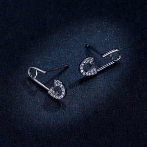 Classic Punk Pave CZ Paperclip Stud Earrings - Perimade & Co.