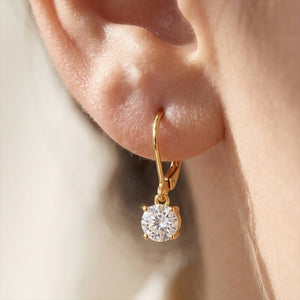 Classic Round Moissanite Drop Hoop Earrings - Perimade & Co.