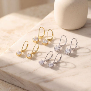 Classic Round Moissanite Drop Hoop Earrings - Perimade & Co.