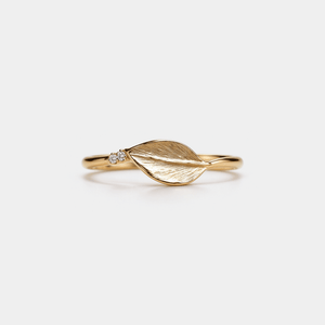 Classic Textured Leaf Tiny CZ Thin Band Ring - Perimade & Co.