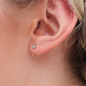 Classic Turquoise Bezel Open Hoop Earrings - Perimade & Co.