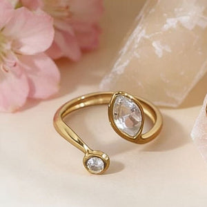 Clear Round Marquise CZ Stacking Open Ring - Perimade & Co.