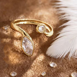 Clear Round Marquise CZ Stacking Open Ring - Perimade & Co.