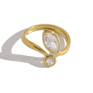 Clear Round Marquise CZ Stacking Open Ring - Perimade & Co.