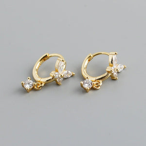 Color CZ Drop Butterfly Huggie Hoop Earrings - Perimade & Co.