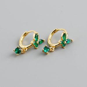 Color CZ Drop Butterfly Huggie Hoop Earrings - Perimade & Co.