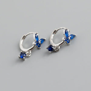 Color CZ Drop Butterfly Huggie Hoop Earrings - Perimade & Co.