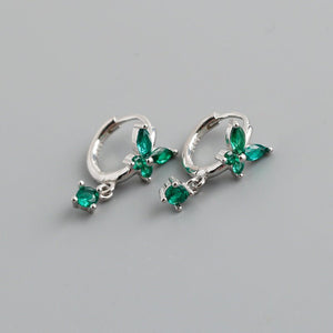 Color CZ Drop Butterfly Huggie Hoop Earrings - Perimade & Co.
