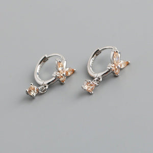 Color CZ Drop Butterfly Huggie Hoop Earrings - Perimade & Co.