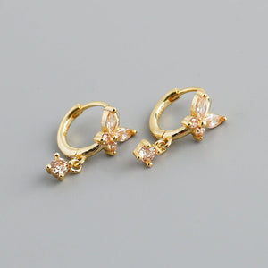 Color CZ Drop Butterfly Huggie Hoop Earrings - Perimade & Co.