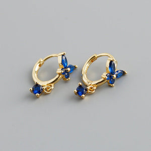 Color CZ Drop Butterfly Huggie Hoop Earrings - Perimade & Co.