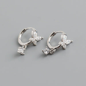 Color CZ Drop Butterfly Huggie Hoop Earrings - Perimade & Co.