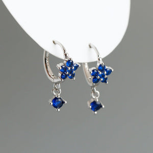 Color CZ Drop Flower Huggie Hoop Earrings - Perimade & Co.