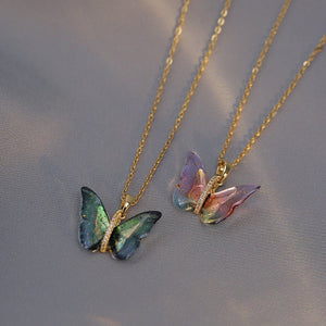 Color Gemstone Butterfly Pendant Necklace - Perimade & Co.