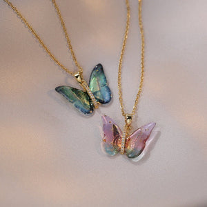 Color Gemstone Butterfly Pendant Necklace - Perimade & Co.