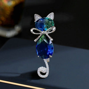 Color Gemstone Cat Statement Brooch - Perimade & Co.