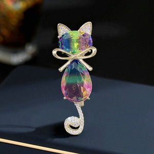 Color Gemstone Cat Statement Brooch - Perimade & Co.