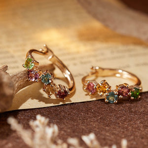 Color Gemstone Cluster Huggie Hoop Earrings - Perimade & Co.