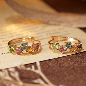 Color Gemstone Cluster Huggie Hoop Earrings - Perimade & Co.