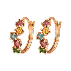 Color Gemstone Cluster Huggie Hoop Earrings - Perimade & Co.