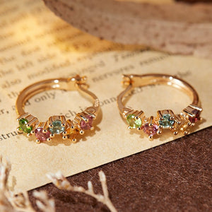 Color Gemstone Cluster Huggie Hoop Earrings - Perimade & Co.