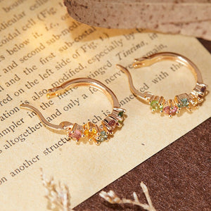 Color Gemstone Cluster Huggie Hoop Earrings - Perimade & Co.