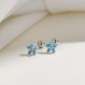 Color Gemstone Flower Screw Back Earrings - Perimade & Co.