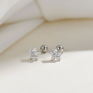 Color Gemstone Flower Screw Back Earrings - Perimade & Co.