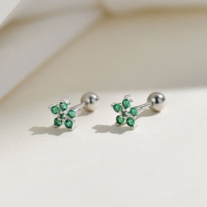Color Gemstone Flower Screw Back Earrings - Perimade & Co.