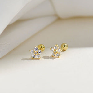 Color Gemstone Flower Screw Back Earrings - Perimade & Co.