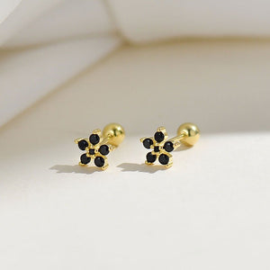 Color Gemstone Flower Screw Back Earrings - Perimade & Co.