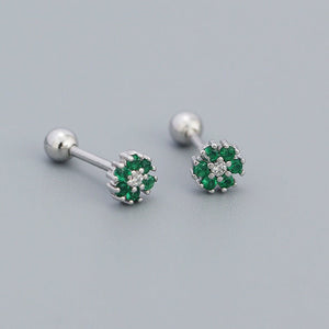 A collection of stud earrings with flower designs, featuring various colors and with gold plating.