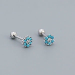 Color Gemstone Flower Stud Earrings - Perimade & Co.