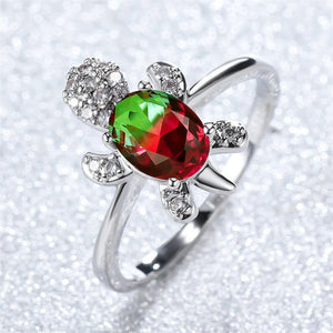 Color Gemstone Sea Turtle Beach Ring - Perimade & Co.