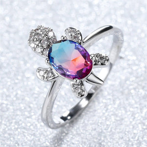 Color Gemstone Sea Turtle Beach Ring - Perimade & Co.