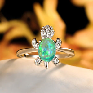 Color Gemstone Sea Turtle Beach Ring - Perimade & Co.