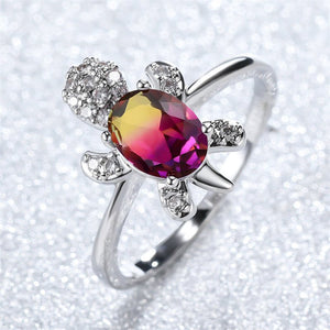 Color Gemstone Sea Turtle Beach Ring - Perimade & Co.