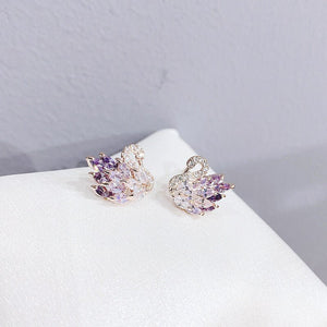 Color Gemstone Swan Bird Statement Earrings - Perimade & Co.