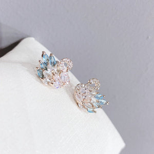 Color Gemstone Swan Bird Statement Earrings - Perimade & Co.