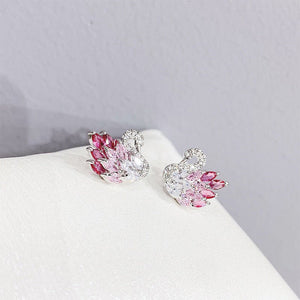 Color Gemstone Swan Bird Statement Earrings - Perimade & Co.