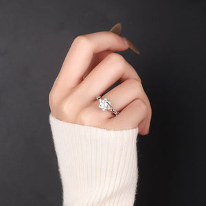 Color Moissanite Flower Halo Statement Ring - Perimade & Co.