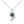 A sterling silver necklace with a sunflower charm featuring a green moissanite gemstone in the center, surrounded by small white accent stones, displayed against a blue background.