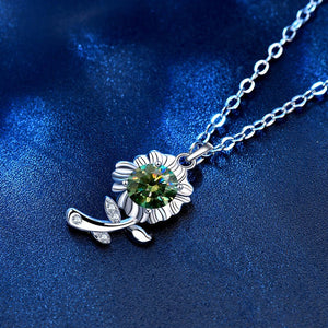 Color Moissanite Sunflower Charm Necklace - Perimade & Co.