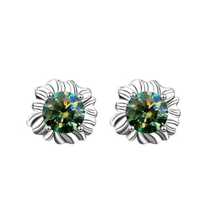 Color Moissanite Sunflower Stud Earrings - Perimade & Co.
