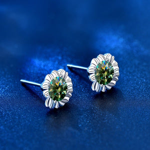 Color Moissanite Sunflower Stud Earrings - Perimade & Co.