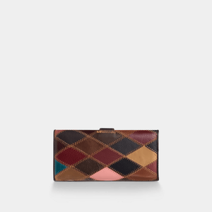 Multicolored checkered wallet on a white background