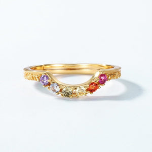 Colorful CZ Curved Crown Stacking Open Ring - Perimade & Co.