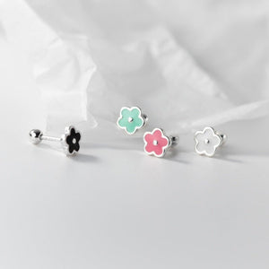 Colorful Enamel Flower Cartilage Stud Earrings - Perimade & Co.